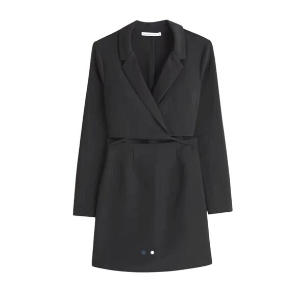 Abercrombie & Fitch Womens Black Open-Front Blazer Dress With Tie Waist XLT - Picture 1 of 16